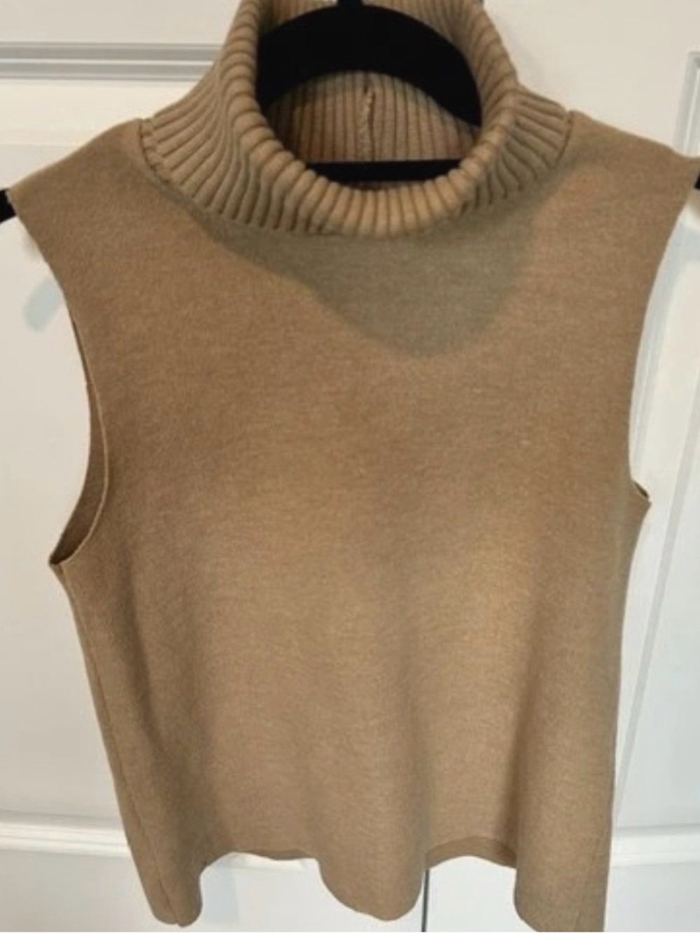 Zara Tan Sleeveless Ribbed Turtleneck Sweater Top - Picture 2 of 3